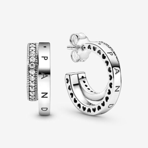 Pave Double Hoop Earrings Pandora România